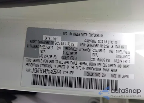 2021 Mazda Cx-5 Grand Touring z USA, uszkodzony, nr VIN JM3KFBDM6M1495974